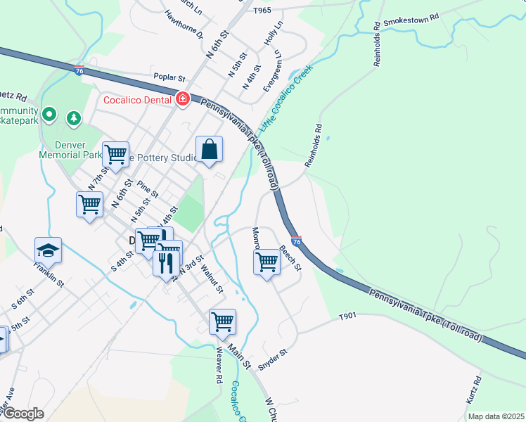 map of restaurants, bars, coffee shops, grocery stores, and more near 337 Monroe Street in Denver