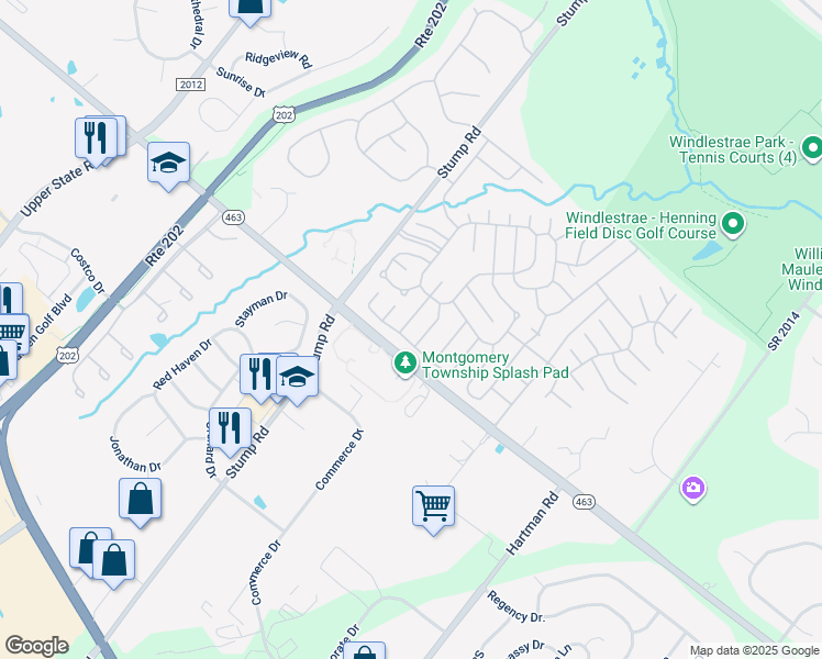 map of restaurants, bars, coffee shops, grocery stores, and more near 2021 Highland Court in North Wales