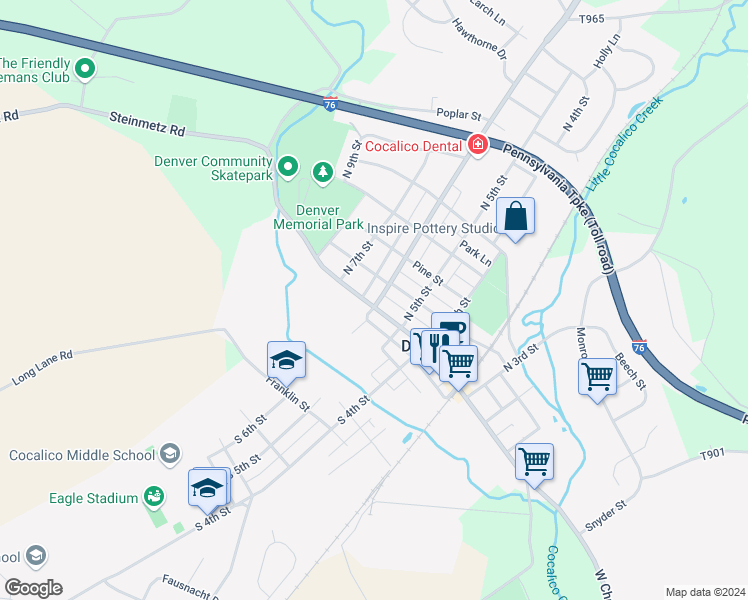 map of restaurants, bars, coffee shops, grocery stores, and more near 4 North 6th Street in Denver
