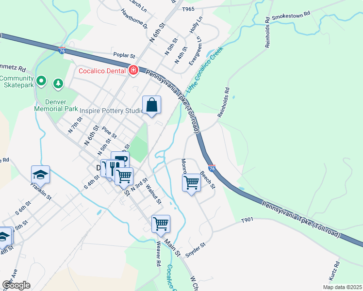 map of restaurants, bars, coffee shops, grocery stores, and more near 344 Monroe Street in Denver