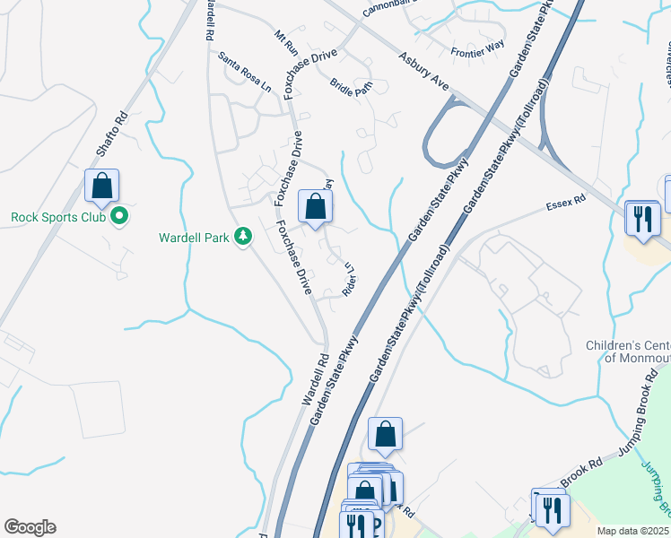 map of restaurants, bars, coffee shops, grocery stores, and more near 8 Shire Place in Tinton Falls