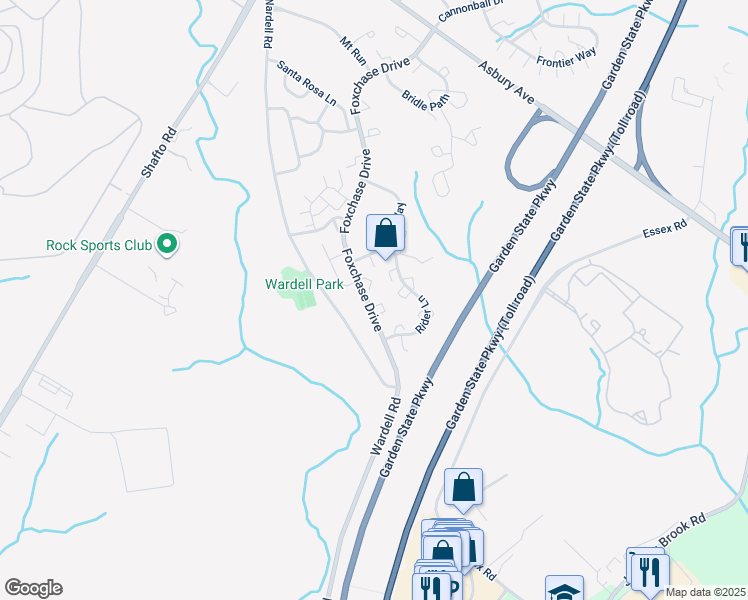 map of restaurants, bars, coffee shops, grocery stores, and more near 1 Woodchuck Ct in Tinton Falls