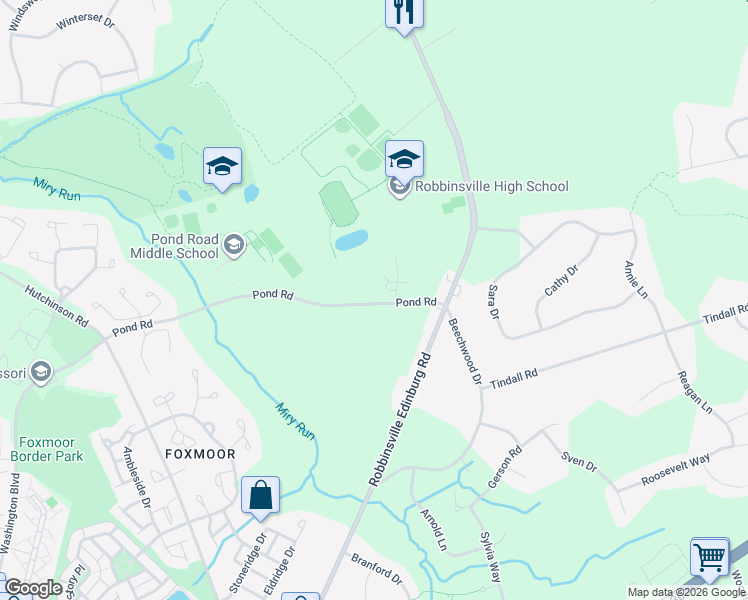 map of restaurants, bars, coffee shops, grocery stores, and more near 170 Pond Road in Robbinsville