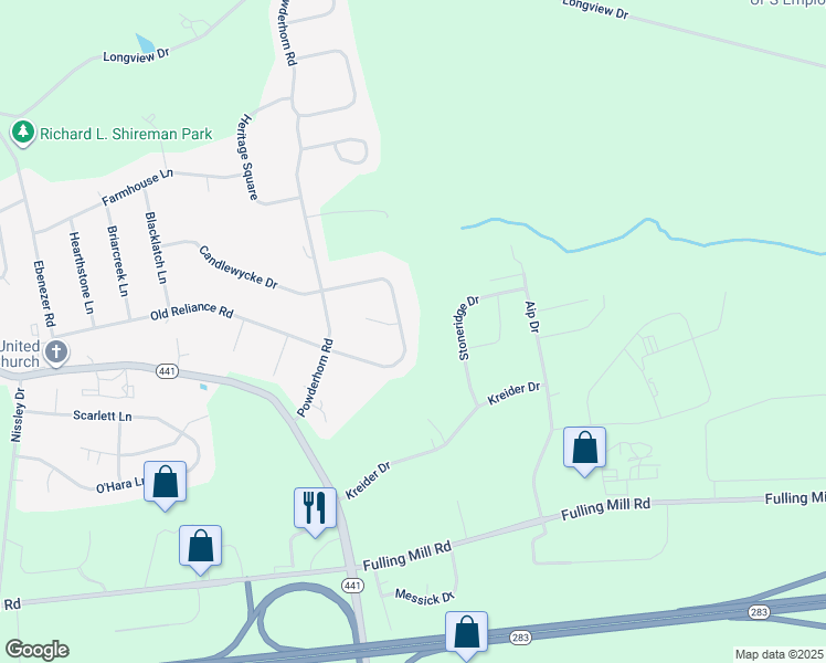 map of restaurants, bars, coffee shops, grocery stores, and more near 1332 Spring House Road in Middletown