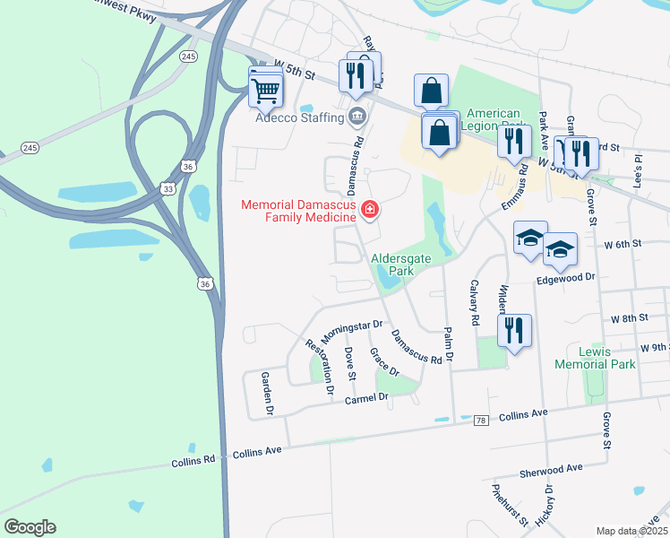 map of restaurants, bars, coffee shops, grocery stores, and more near 377 Retreat Lane in Marysville