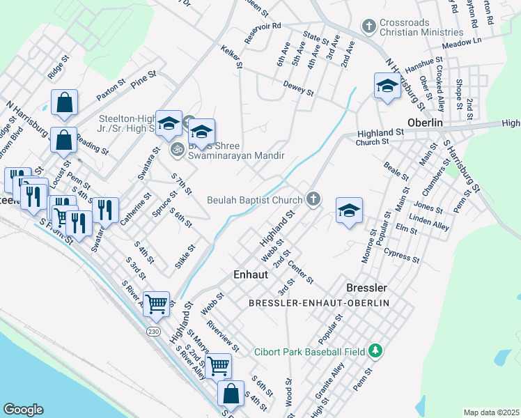 map of restaurants, bars, coffee shops, grocery stores, and more near 810 Mohn Street in Steelton