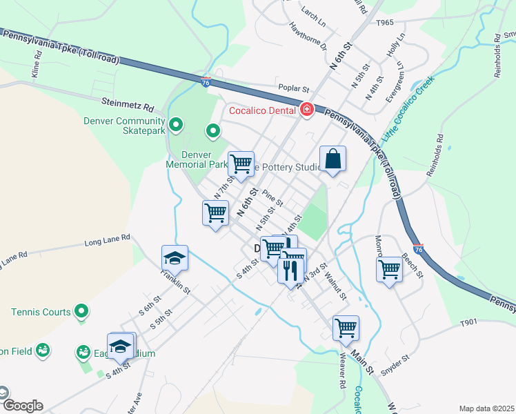 map of restaurants, bars, coffee shops, grocery stores, and more near 515 Cherry Alley in Denver
