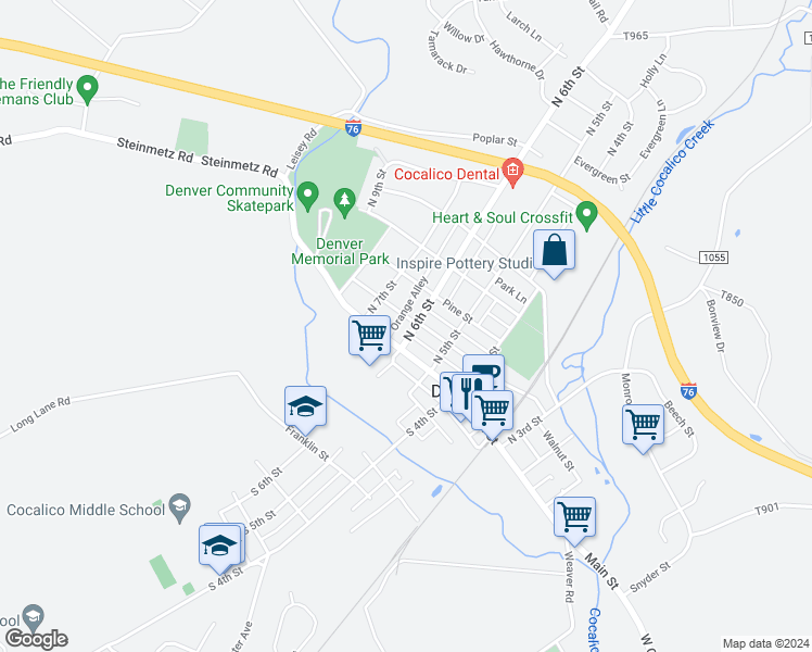 map of restaurants, bars, coffee shops, grocery stores, and more near 24 North 6th Street in Denver