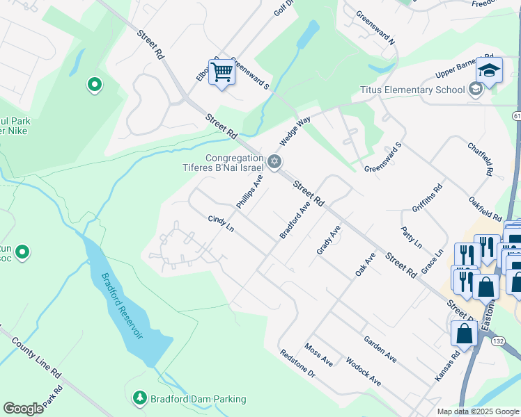 map of restaurants, bars, coffee shops, grocery stores, and more near 506 Deborah Court in Warrington