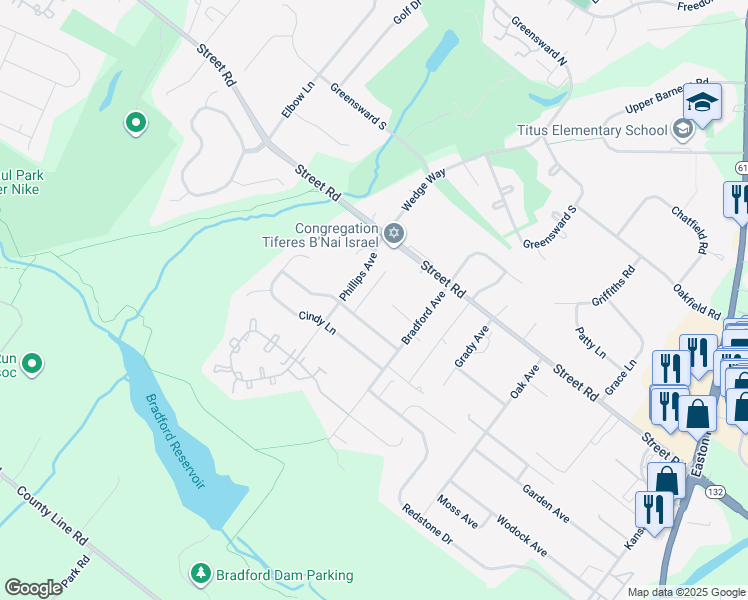 map of restaurants, bars, coffee shops, grocery stores, and more near 506 Deborah Court in Warrington