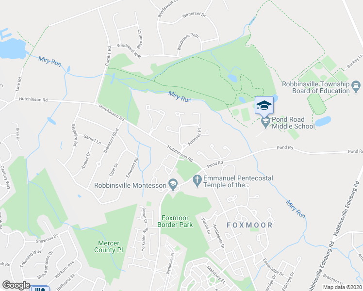 map of restaurants, bars, coffee shops, grocery stores, and more near 436 Andover Place in Robbinsville
