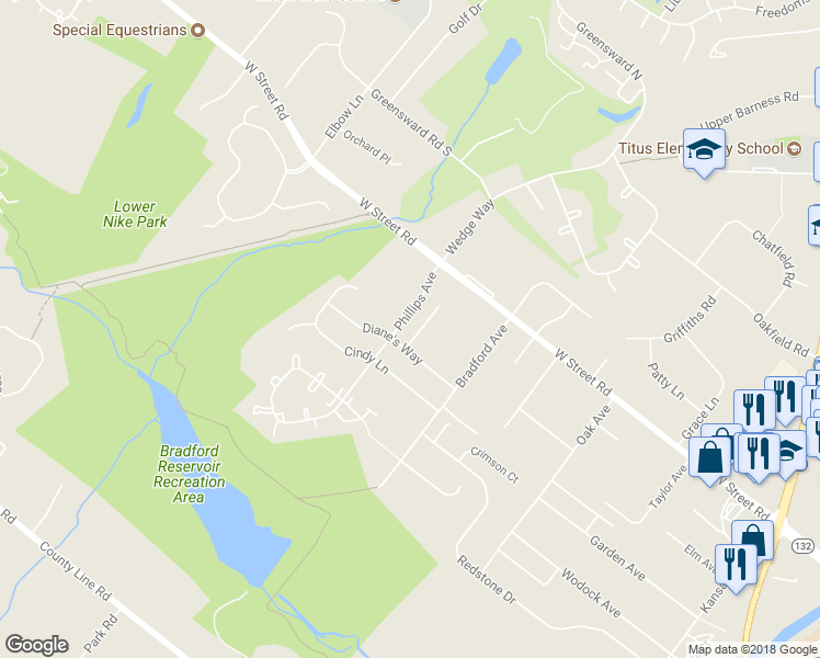 map of restaurants, bars, coffee shops, grocery stores, and more near 505 Deborah Court in Warrington