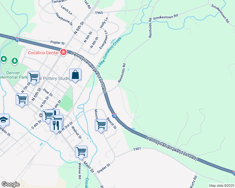 map of restaurants, bars, coffee shops, grocery stores, and more near 36 Bonview Drive in Denver