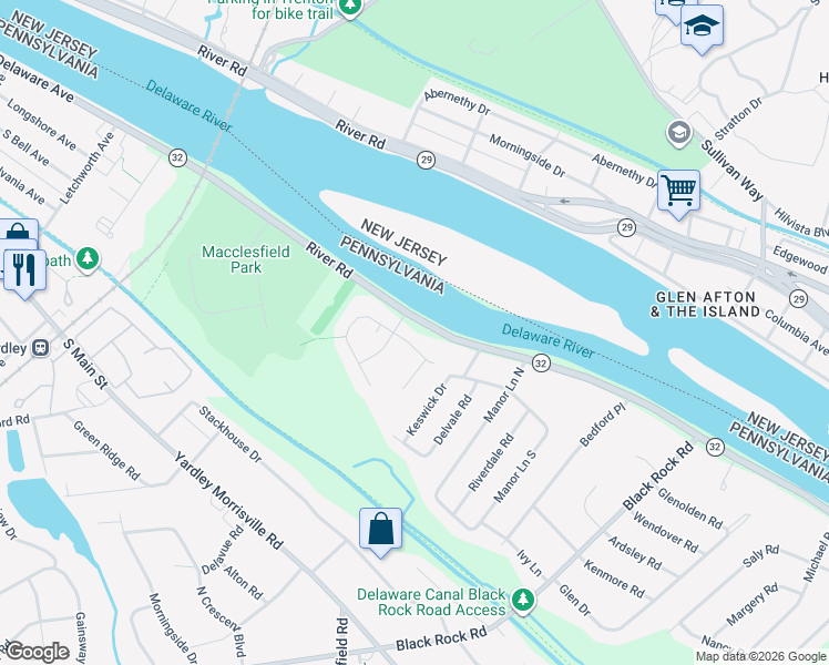 map of restaurants, bars, coffee shops, grocery stores, and more near 883 Slate Hill Road in Yardley