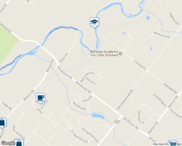 map of restaurants, bars, coffee shops, grocery stores, and more near 98 Macfarland Avenue in Warminster