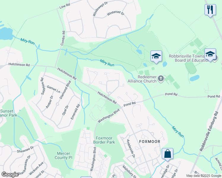 map of restaurants, bars, coffee shops, grocery stores, and more near 306 Andover Place in Robbinsville