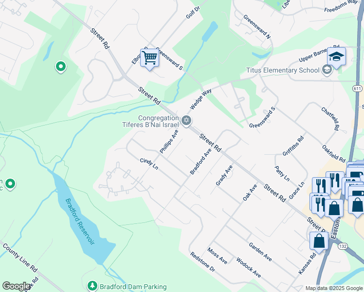 map of restaurants, bars, coffee shops, grocery stores, and more near 512 Deborah Court in Warrington