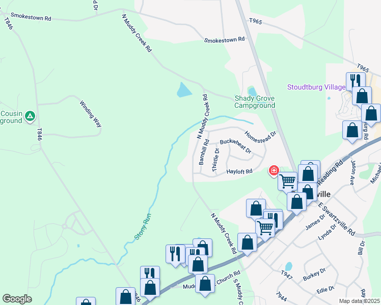 map of restaurants, bars, coffee shops, grocery stores, and more near 218 N Muddy Creek Rd in Denver