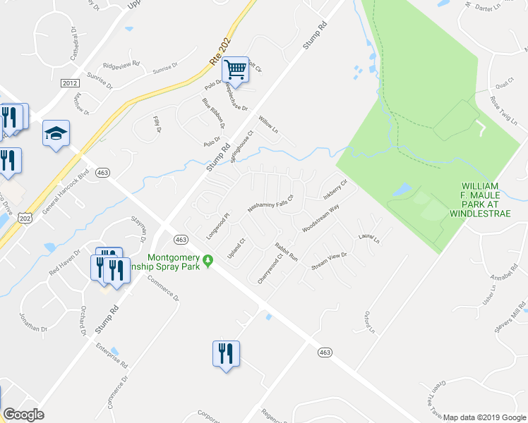 map of restaurants, bars, coffee shops, grocery stores, and more near 262 Winding Brook Run in North Wales