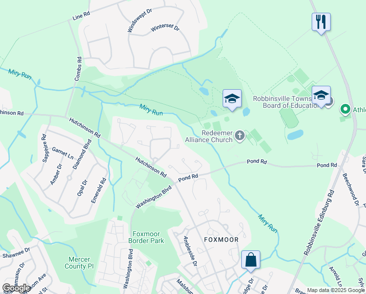 map of restaurants, bars, coffee shops, grocery stores, and more near 64 Andover Place in Robbinsville Township
