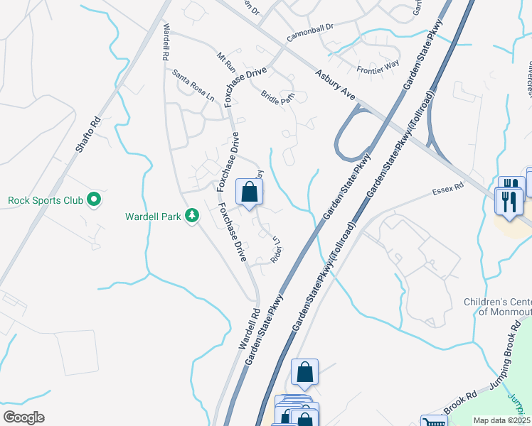 map of restaurants, bars, coffee shops, grocery stores, and more near 1 Basset Court in Tinton Falls