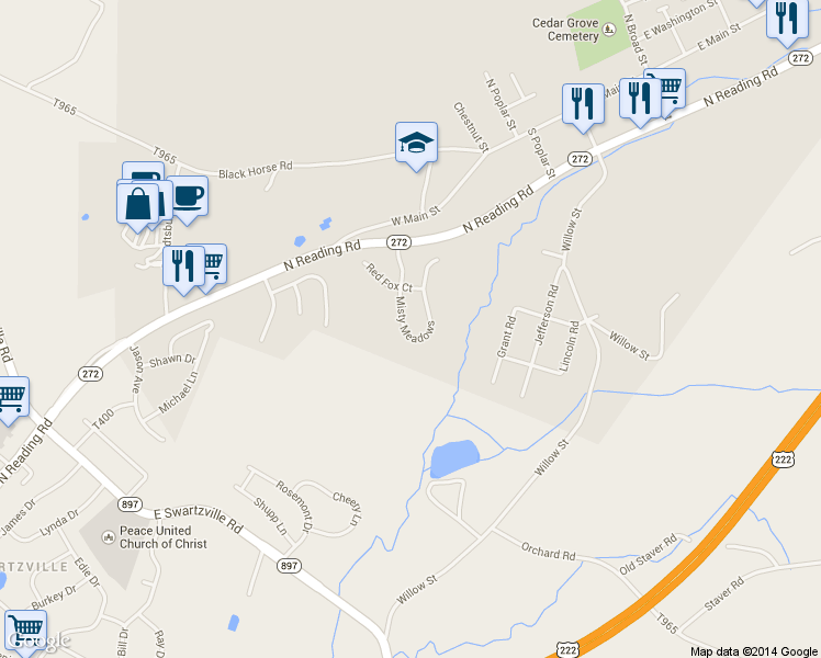 map of restaurants, bars, coffee shops, grocery stores, and more near 22 Misty Meadow Drive in Denver