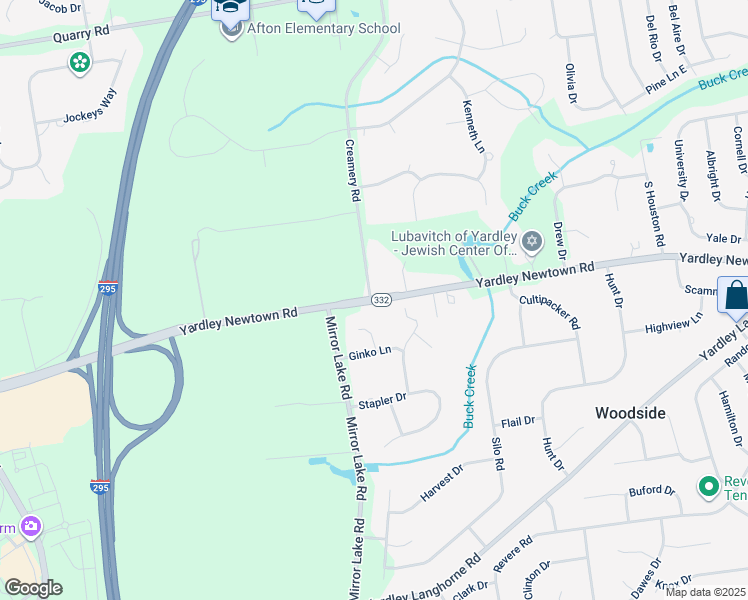 map of restaurants, bars, coffee shops, grocery stores, and more near 1069 Creamery Road in Yardley