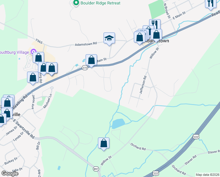 map of restaurants, bars, coffee shops, grocery stores, and more near 40 Misty Meadow Dr in Denver
