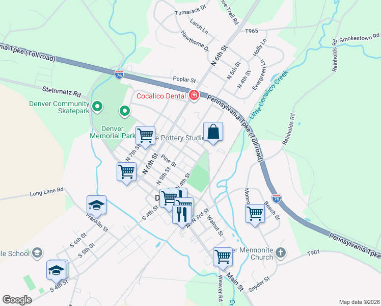 map of restaurants, bars, coffee shops, grocery stores, and more near 423 Spruce St in Denver