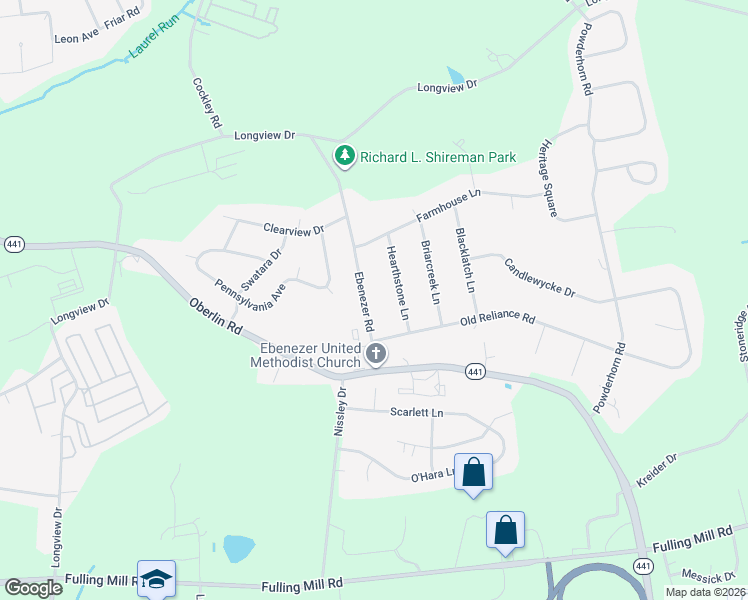 map of restaurants, bars, coffee shops, grocery stores, and more near 900 Ebenezer Road in Middletown