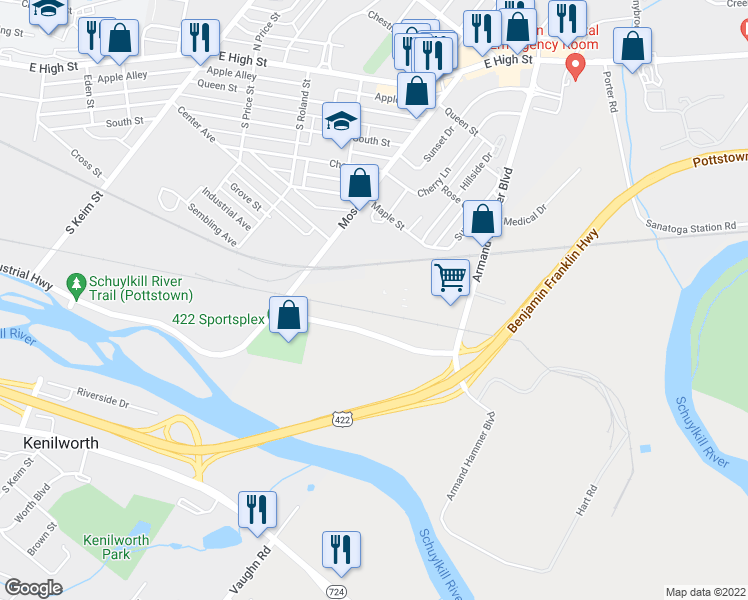 map of restaurants, bars, coffee shops, grocery stores, and more near 18 in Montgomery