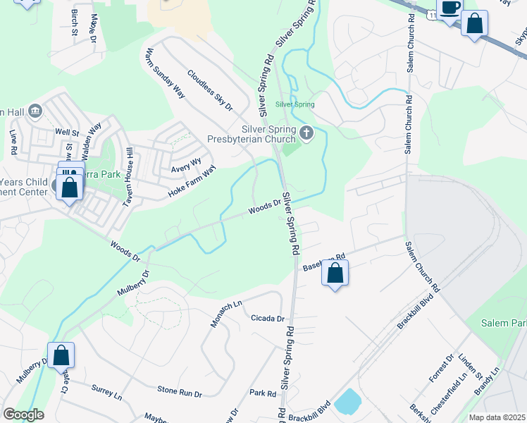 map of restaurants, bars, coffee shops, grocery stores, and more near 11 Woods Dr in Mechanicsburg