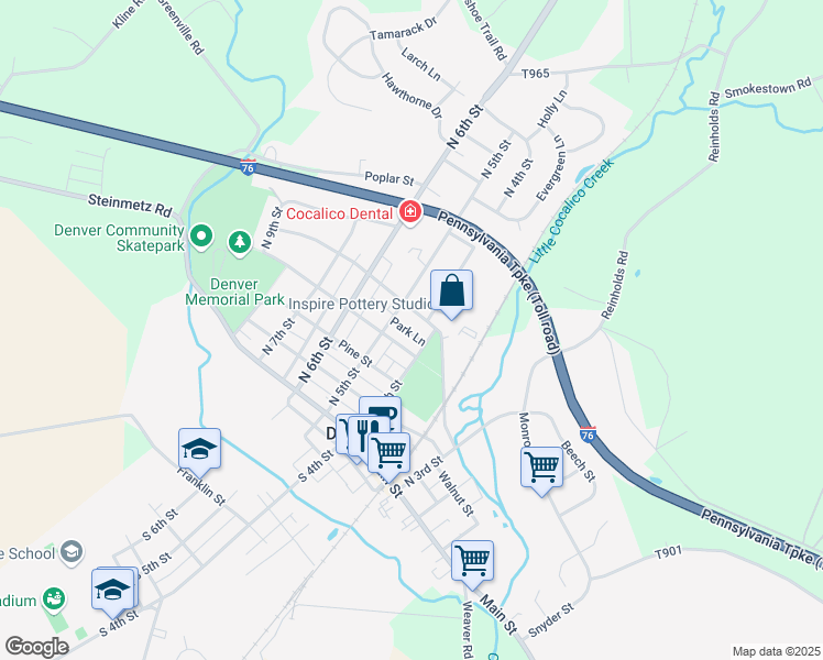 map of restaurants, bars, coffee shops, grocery stores, and more near 424 Locust Street in Denver