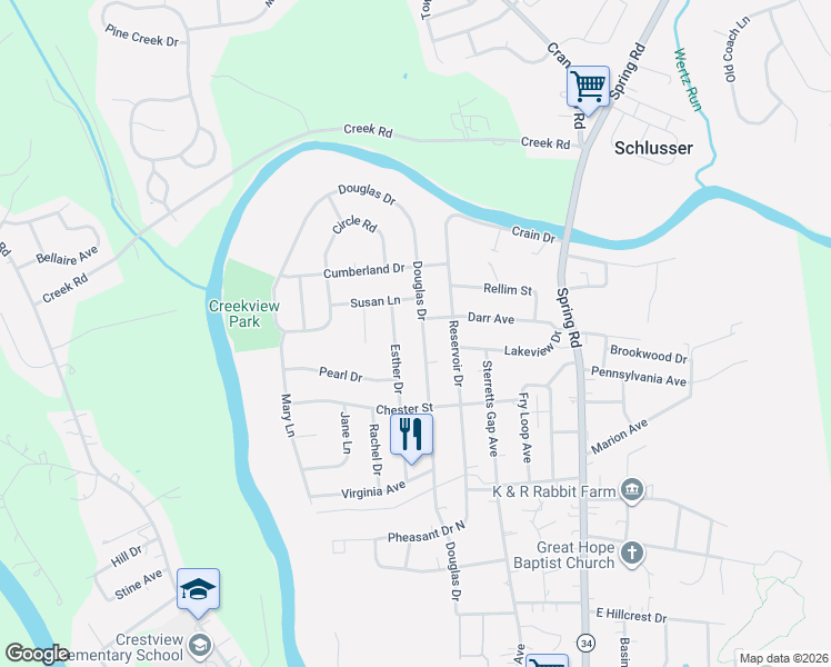 map of restaurants, bars, coffee shops, grocery stores, and more near 1915 Douglas Drive in Carlisle