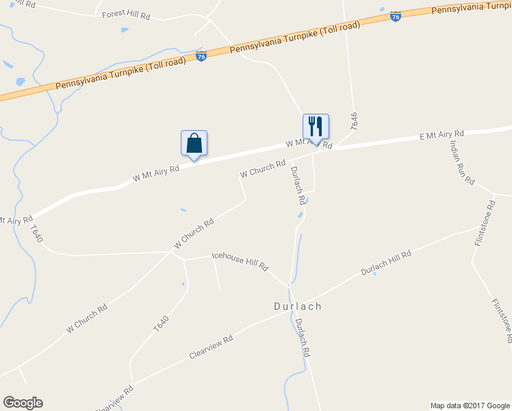 map of restaurants, bars, coffee shops, grocery stores, and more near 190 West Church Road in Stevens