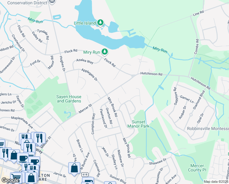 map of restaurants, bars, coffee shops, grocery stores, and more near 10 Cadillac Court in Hamilton Township