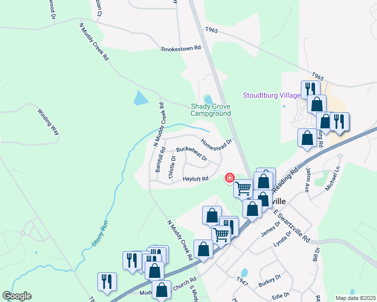 map of restaurants, bars, coffee shops, grocery stores, and more near 22 Beachwood Drive in Stevens
