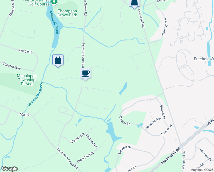 map of restaurants, bars, coffee shops, grocery stores, and more near 10 Old Cider Mill Road in Manalapan Township