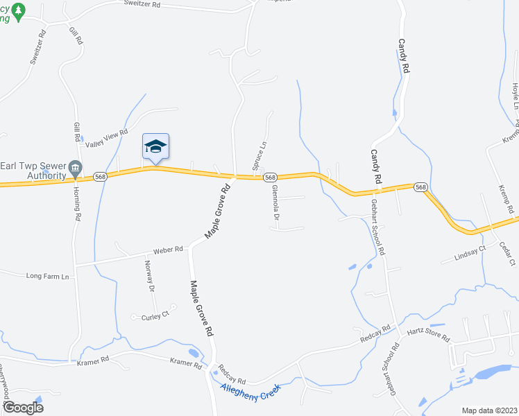 map of restaurants, bars, coffee shops, grocery stores, and more near 605 Penn Sylvan Drive in Mohnton