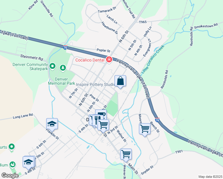 map of restaurants, bars, coffee shops, grocery stores, and more near 424 Locust Street in Denver