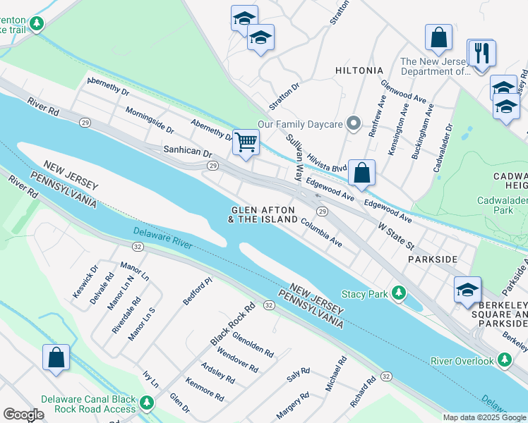 map of restaurants, bars, coffee shops, grocery stores, and more near in Trenton