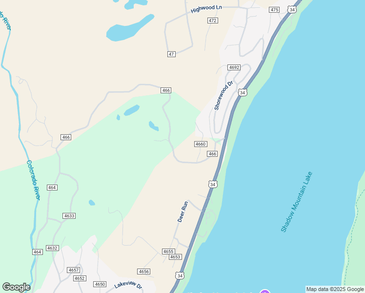 map of restaurants, bars, coffee shops, grocery stores, and more near 55 County Rd in Grand Lake