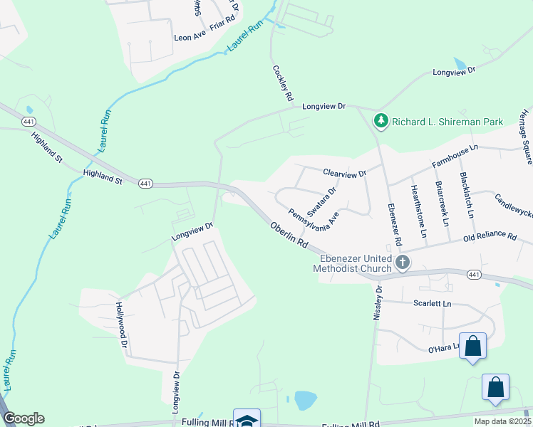 map of restaurants, bars, coffee shops, grocery stores, and more near 1948 Oberlin Road in Harrisburg