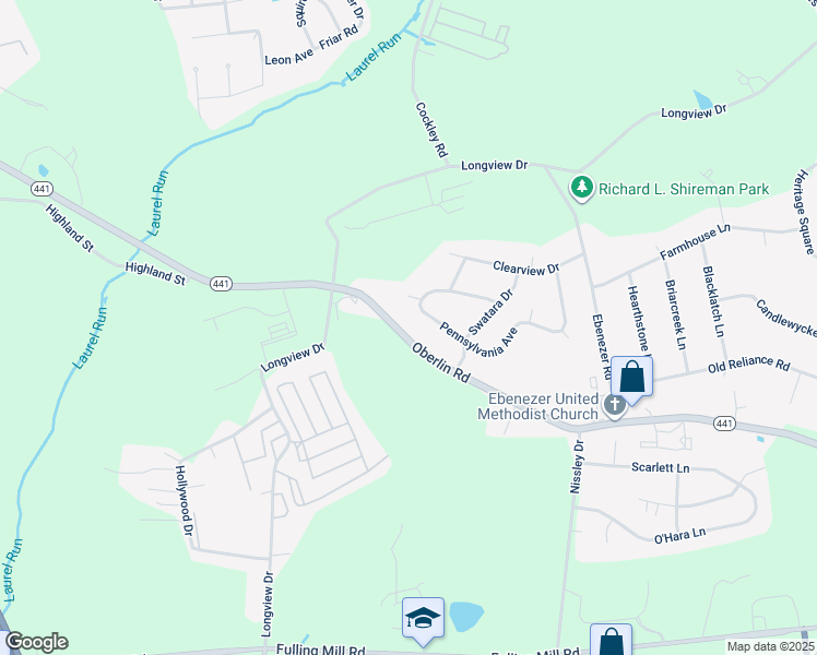 map of restaurants, bars, coffee shops, grocery stores, and more near 1948 Oberlin Road in Harrisburg