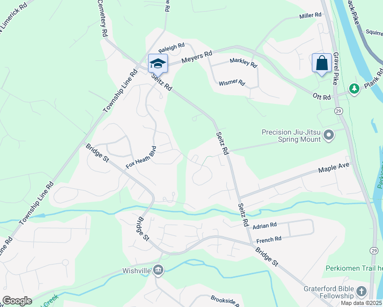 map of restaurants, bars, coffee shops, grocery stores, and more near 5 Saddle Court in Schwenksville