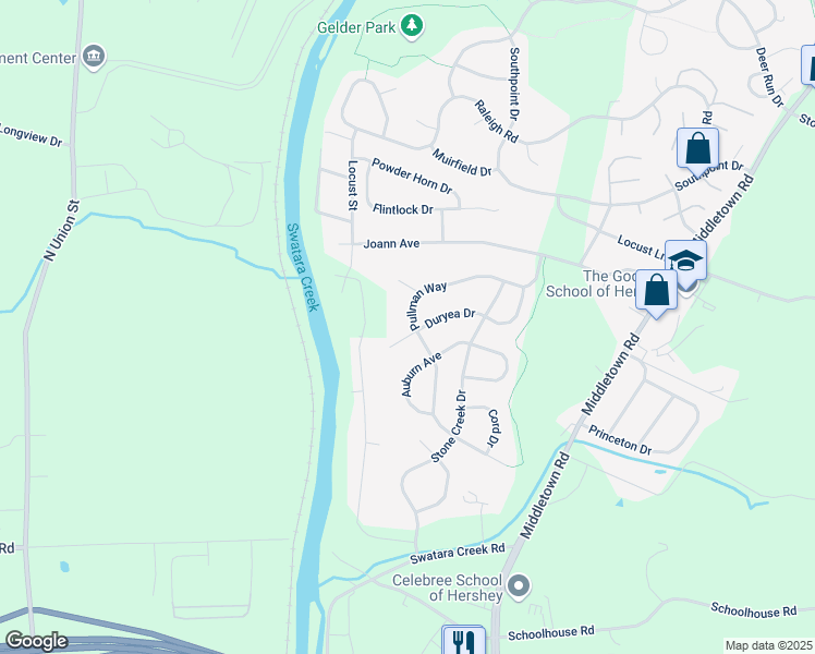 map of restaurants, bars, coffee shops, grocery stores, and more near 2333 Pullman Way in Hummelstown