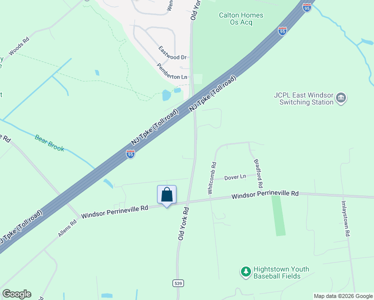 map of restaurants, bars, coffee shops, grocery stores, and more near 942 Old York Road in East Windsor