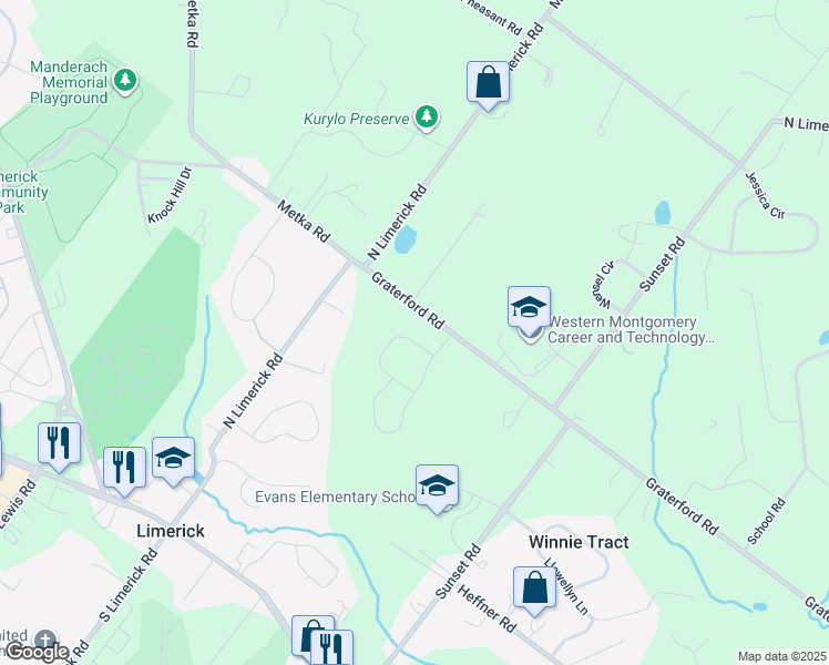 map of restaurants, bars, coffee shops, grocery stores, and more near 14 Annette Drive in Royersford