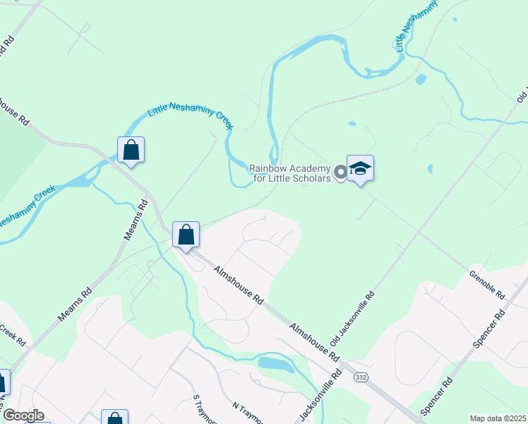 map of restaurants, bars, coffee shops, grocery stores, and more near 45 Neshaminy Drive in Ivyland