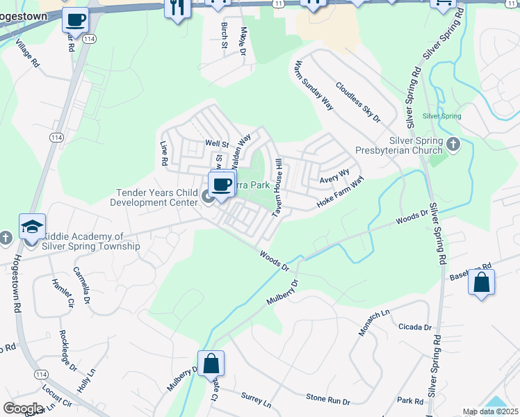 map of restaurants, bars, coffee shops, grocery stores, and more near 137 Summer Lane in Mechanicsburg